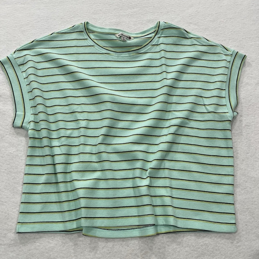 Mountain & Isles Women's 1X  Crop Top Stripe Oversized Summer Boho Boxy